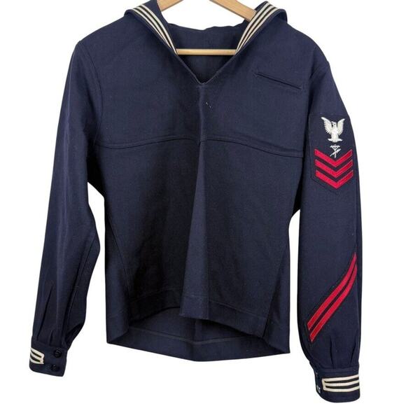 US Navel Vintage Wool Pullover Jacket Uniform Sailor Navy GUC Factory Made 42R - Picture 1 of 15